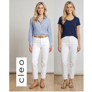 CLEO - White cotton blend straight leg jeans